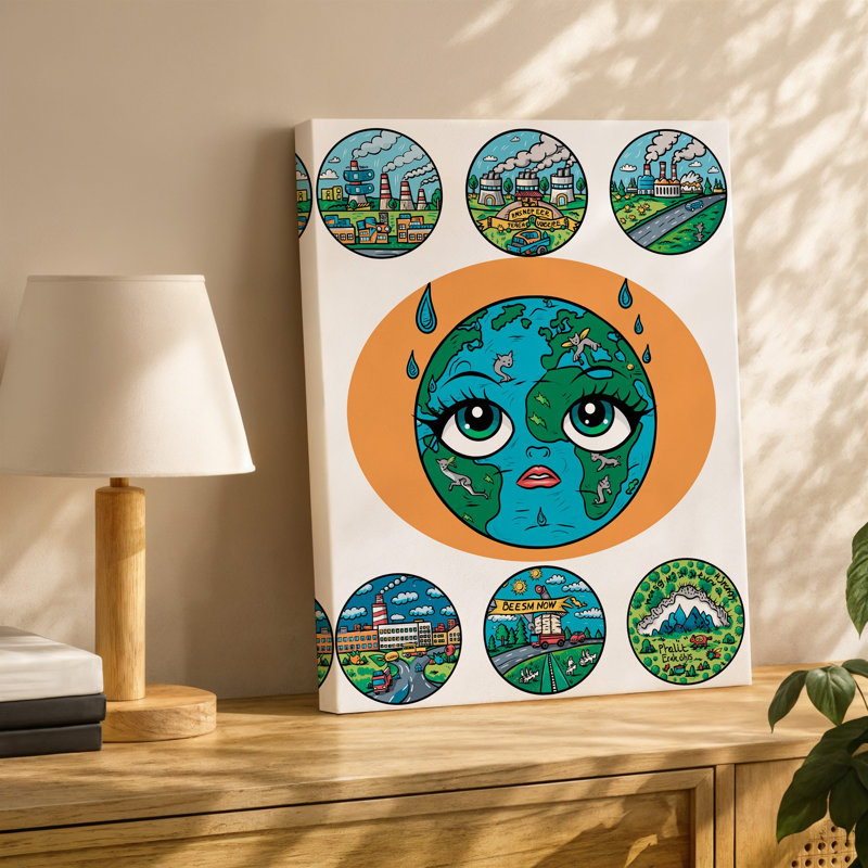 Reproduction d'art sur toile à la main, H 12 po x l 9 po