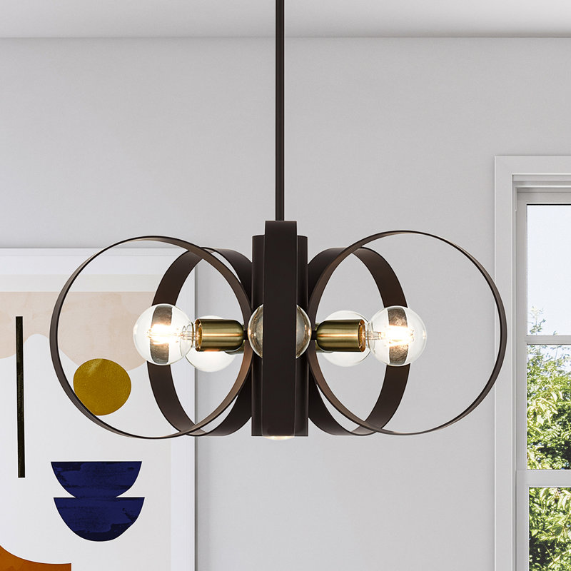 Lustre géométrique unique à 6 lumières Babara, Bronze