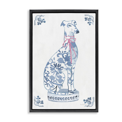 Chinoiserie Dog Statue Floating Frame, design by Mercedes Lopez Charro