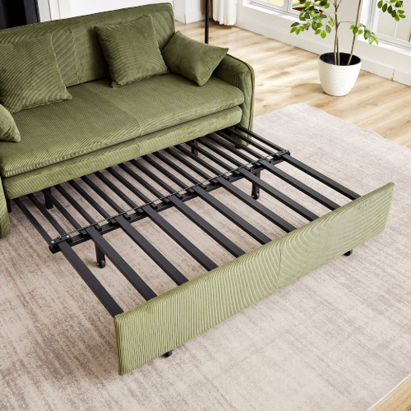 Canapé-lit avec coussins et poches latérales pour la chambre à coucher du salon, Vert