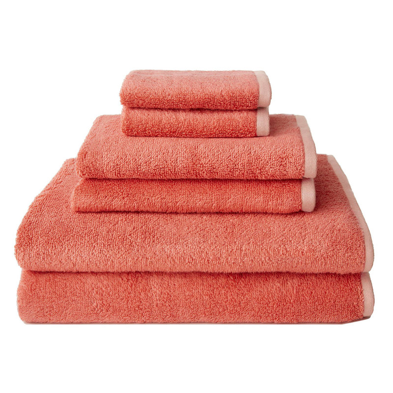 6-Piece Quick-Dry Cotton Towel Set, Coral
