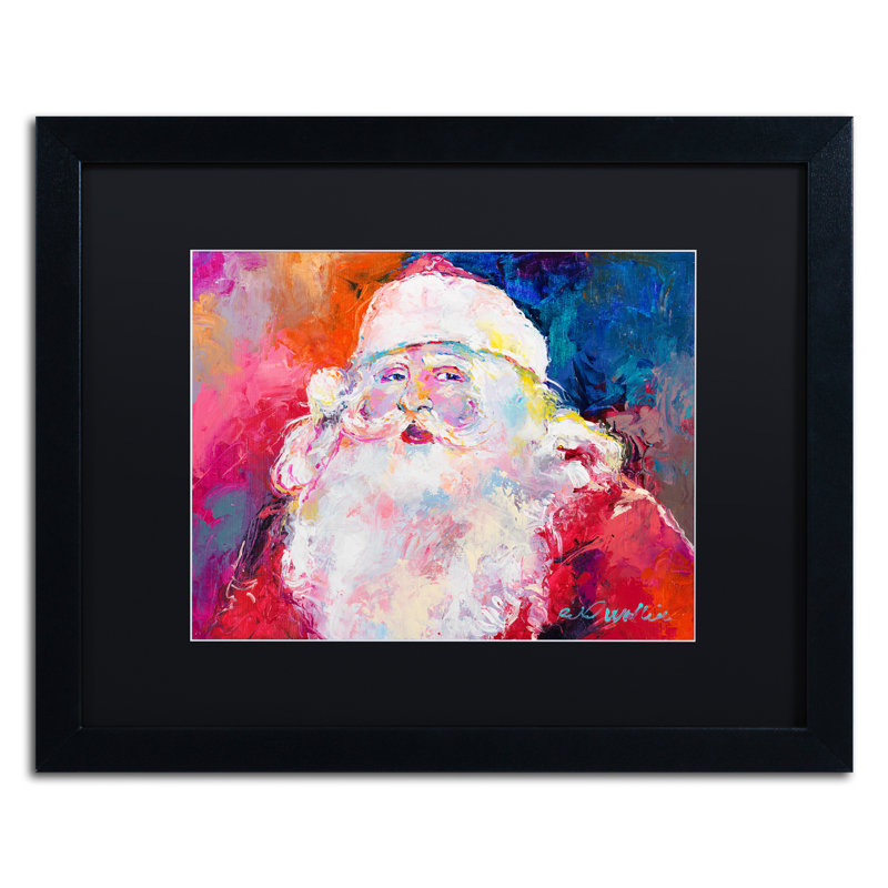 « père noël », impression sur toile, H 16 po x l 20 po x P 0,5 po, Noir, Cadre noir