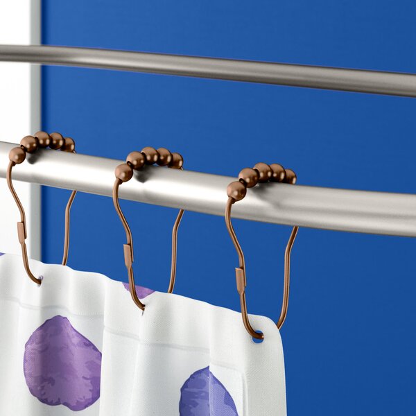 12/24 Pcs Rustproof Hollow Ball Shower Curtain Hooks Decorative Metal Shower  Curtain Rings for Bathroom Rod 22-30mm