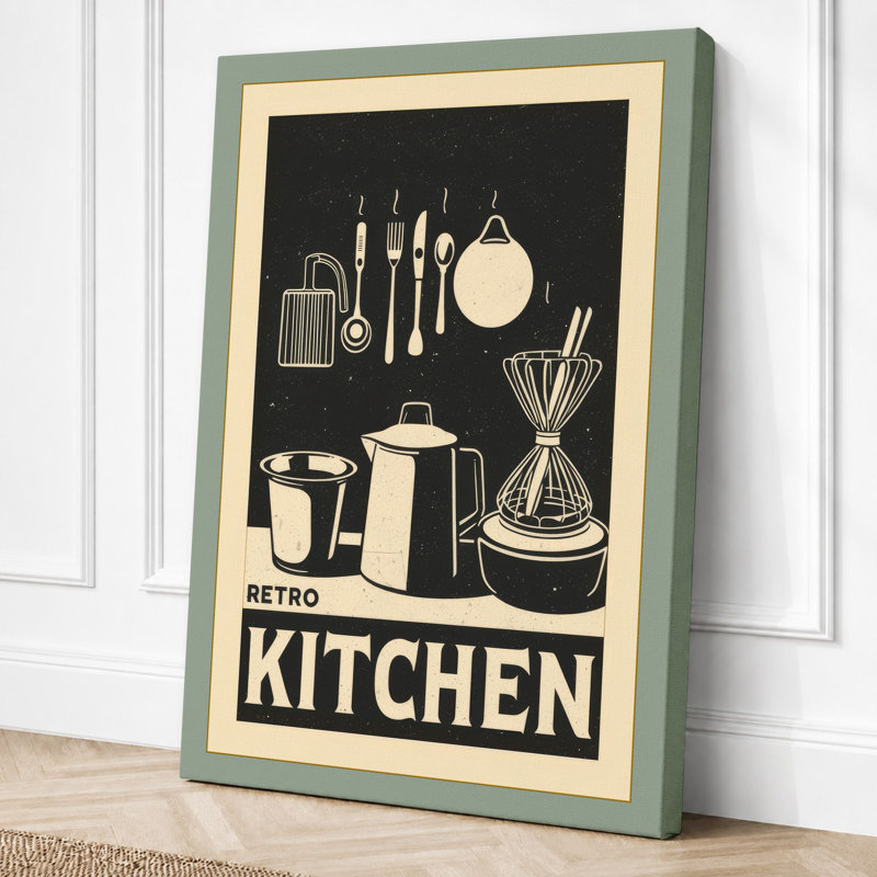 Retro Kitchen Still Life Vintage - Wrapped Canvas, 24x16 - 61.0 x 40.6 cm, Sage Border