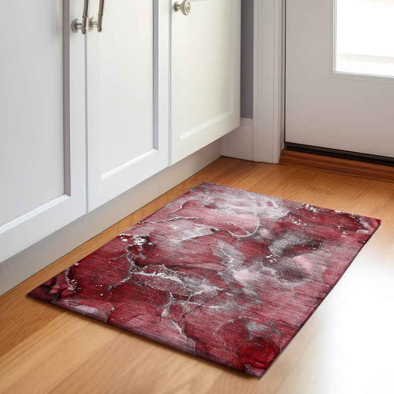 Tapis haut de gamme lavable en machine Cerrito Amf518 Merlot, Rectangle 1 pi 8 po x 2 pi 6 po