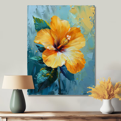 Décoration murale vibrante «Hibiscus» bleu et jaune - Hibiscus