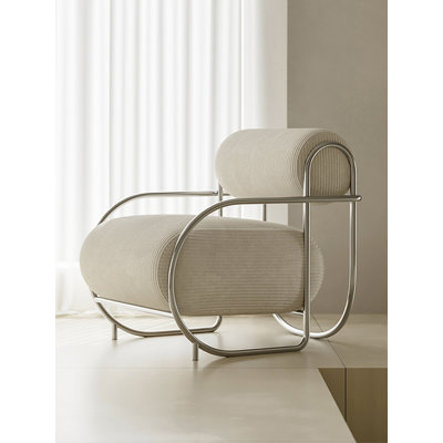 Modern Minimalist Corduroy Accent Chair with Stainless Steel Legs for Living Room