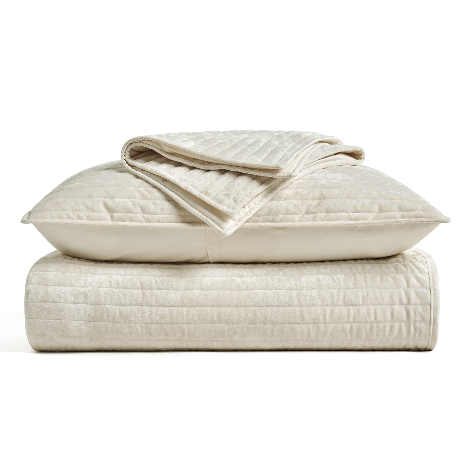 Velvet Quilt Set, King, Beige