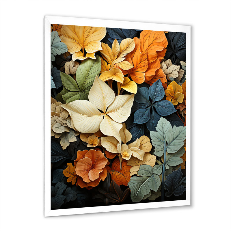 Feuilles d'automne, palette en sourdine - impression, H 40 po x l 30 po x P 1,5 po, Cadre photo blanc