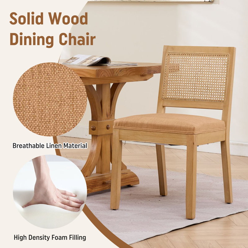 Chaises de salle à manger rembourrées avec pieds en bois massif pour la salle à manger, Tanné