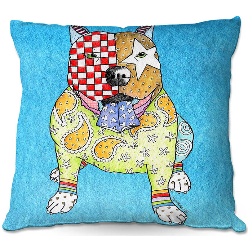  Coussin Couch Pitbull Dog, 20 po x 20 po, Turquoise
