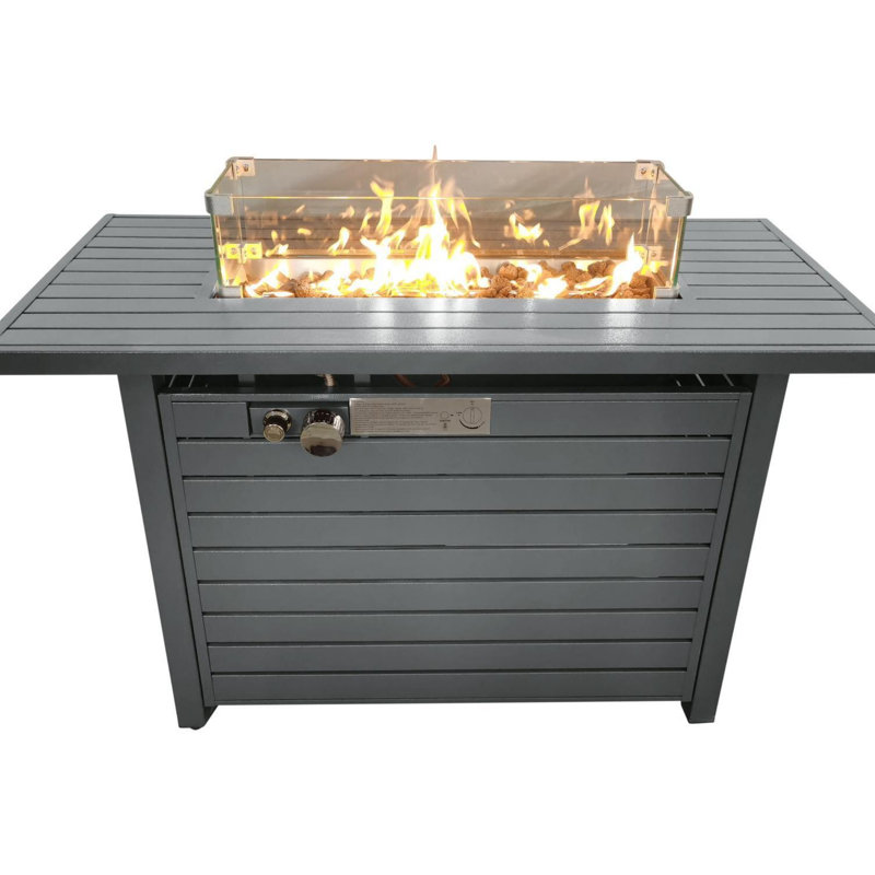 42'' L Steel Propane Outdoor Fire Pit Table with Lid