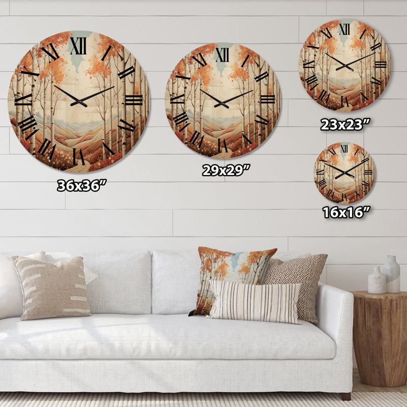 Horloge murale Birch Woods Autumn Whispers I, Grand