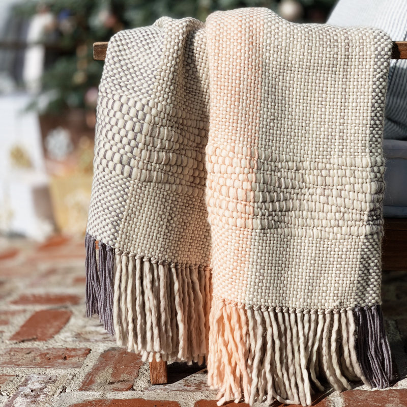 Ushuaia Hand Woven Throw Blanket, Coral