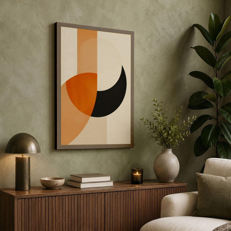 Curved Geometry Geometric - Wrapped Canvas, 36x24 - 91.4 x 61.0 cm, Teal Border