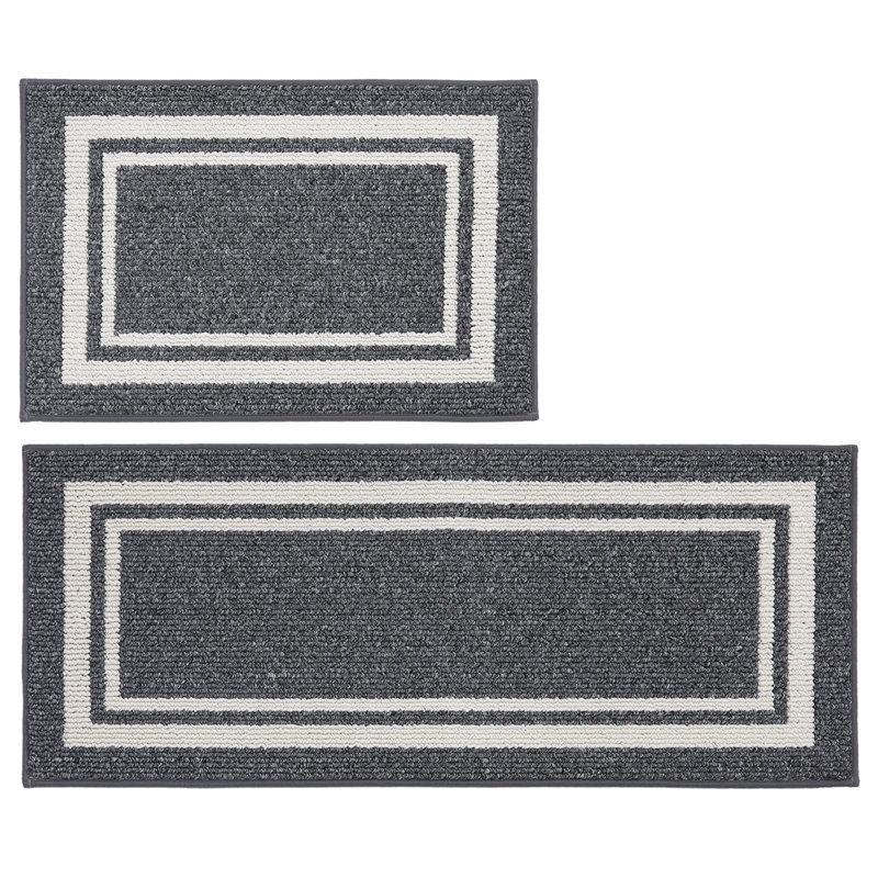 Caylon Kitchen Mat with Non-Slip Backing, 2-Piece Kitchen Rugs Super Absorbent & Machine Washable - Dirt-Resistant Mat for Kitchen, Laundry Room, Entryway