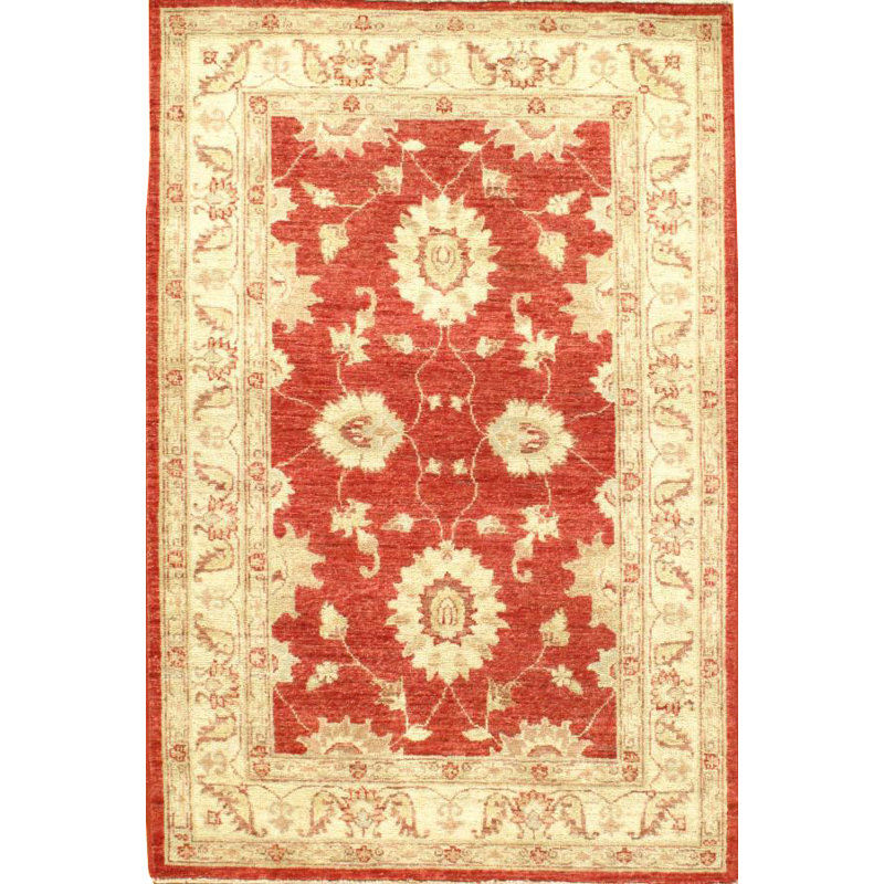 Farahan Wool Oriental Area Rug in Cream/Rust