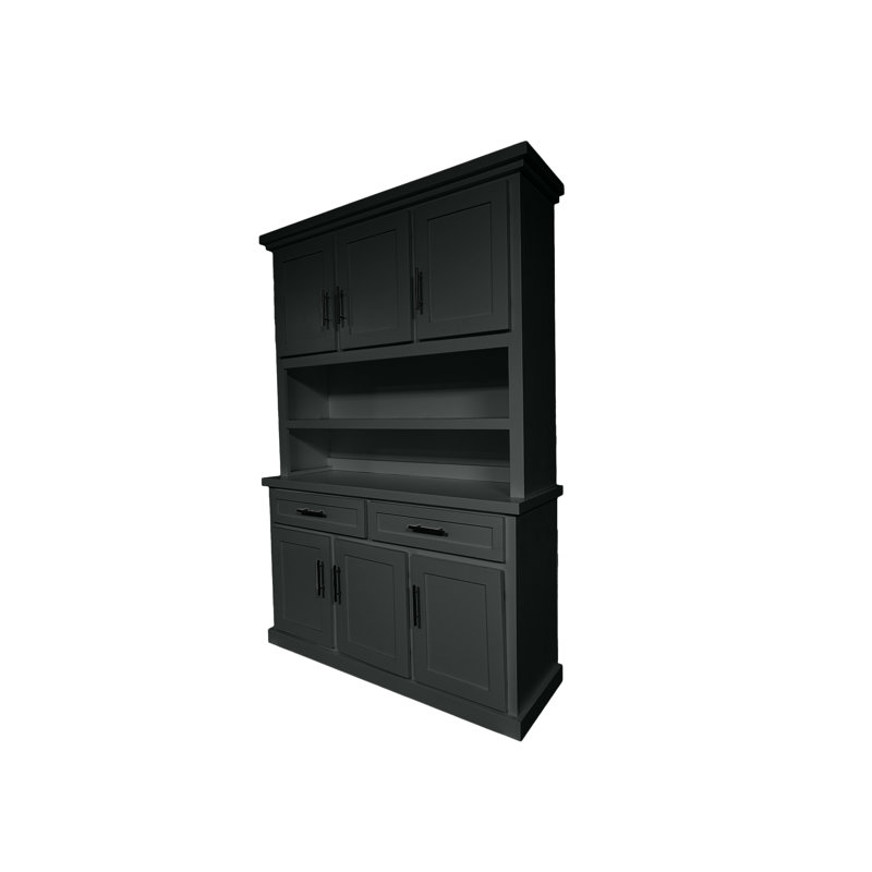 Shaker Style Dining Hutch and Buffet Cabinet, Iron Ore