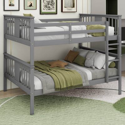 Full Over Full Bunk Bed With Ladder For Bedroom, Guest Room Furniture