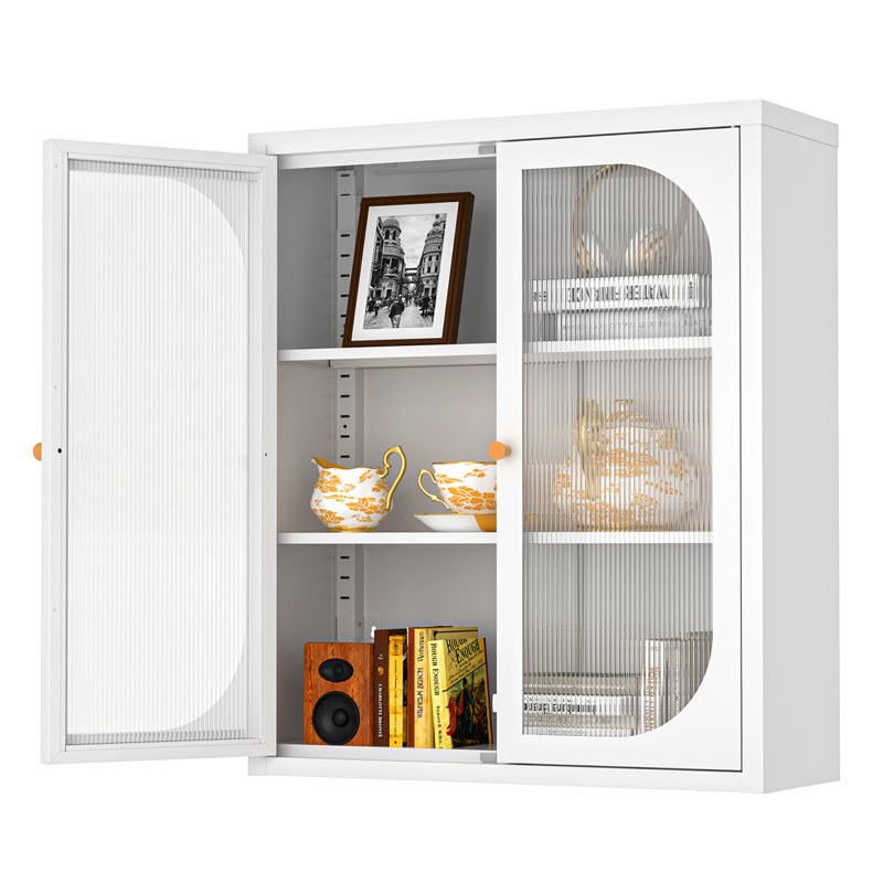 Armoire de salle de bain murale en métal H 27,6 "avec tablette réglable, Blanc