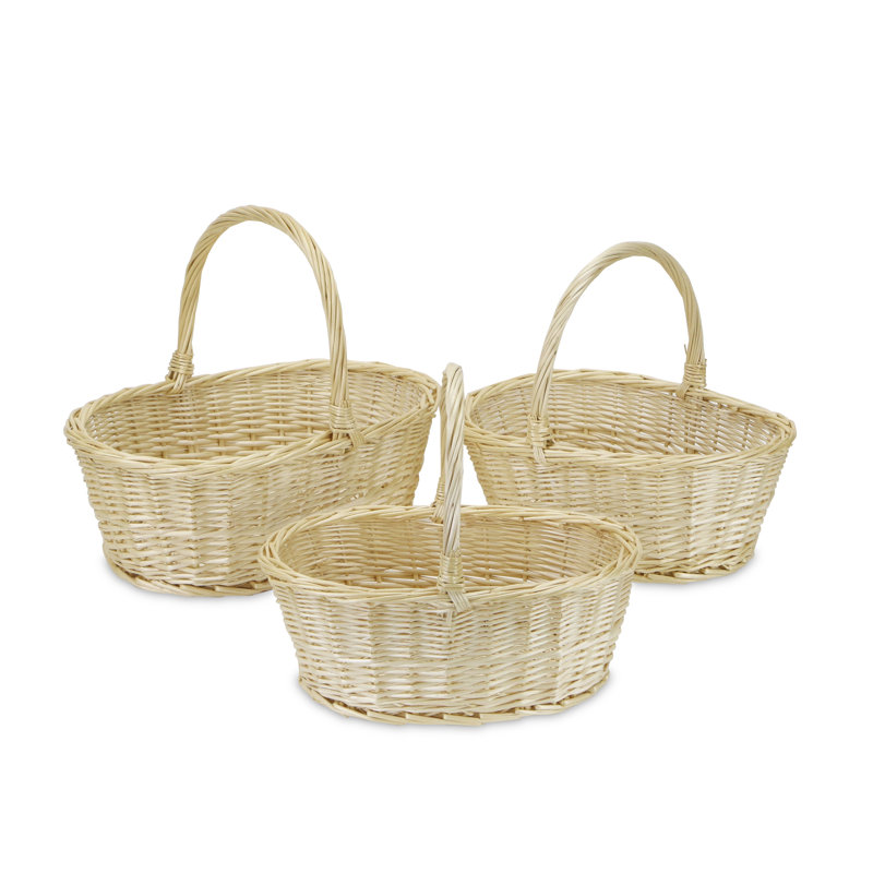 Ensemble de paniers 3 pièces en osier, Brun clair