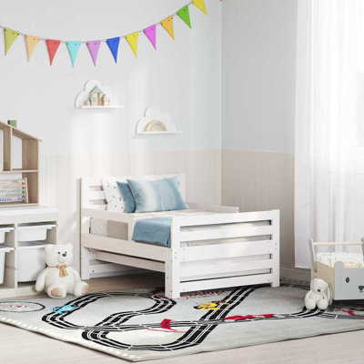 Bed Frame with Headboard Engineered Wood Children's Bedroom Modern Pine