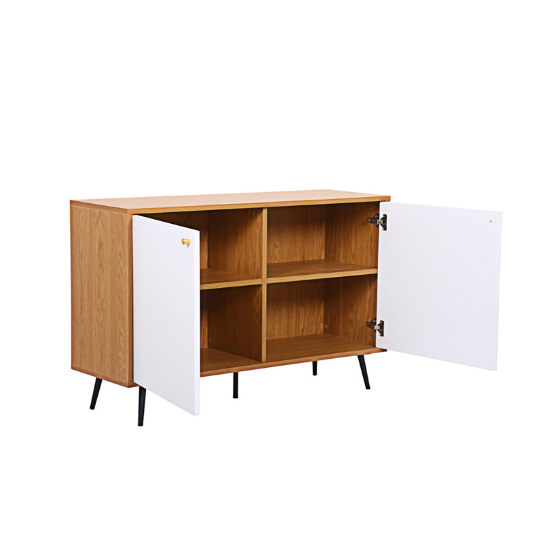 Console de rangement brun clair et blanc