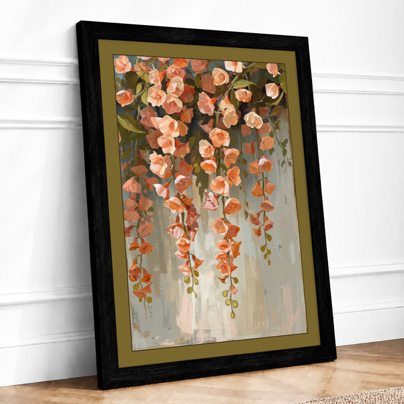 Falling Bloom Botanical - Framed Print, A2 - 59.4 x 42.0 cm, Black