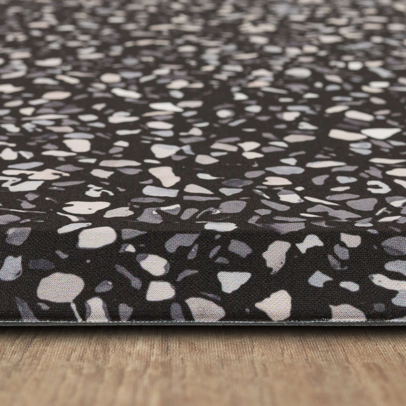 Abstract Anti-Fatigue Non-Skid Kitchen Mat, Rectangle 1'6" x 2'6", Black