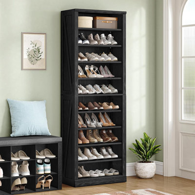 Shoe Storage Cabinet, 10 Tiers 27-30 Pairs Freestanding Shoe Cabinets, Modern Shoes Cabinet with Open Storage, Tall Shoes Cubby Organizer for Entryway, Living Room, Cloakroom