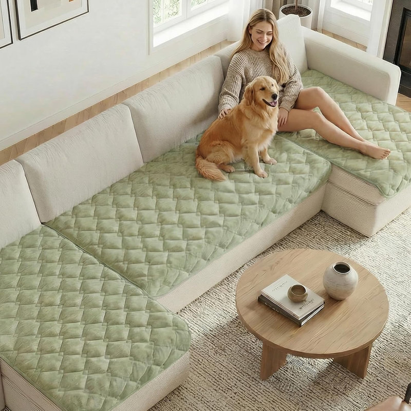 Chenille Couch Cover for Dogs Washable Soft Fuzzy Chaise Cover Sectional Couch Covers.34" x 68"