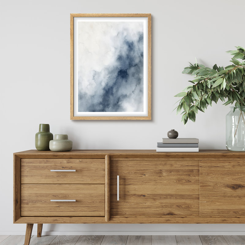Reproduction d'art encadrée abstraite pour décoration intérieure moderne - 12 po x 16 po, H 16 po x l 12 po, Naturel