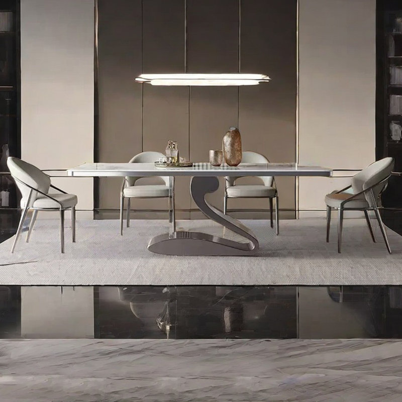 Modern simple rectangular home dining table sets, 29.53"H x 55.12"L x 31.5"W, Multicolor