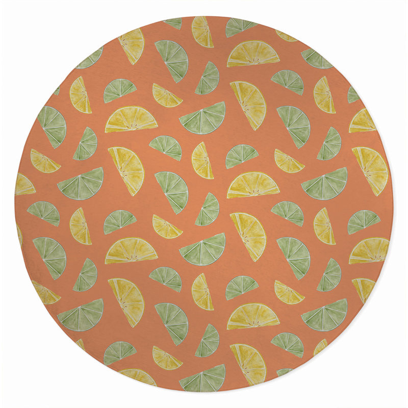 Tapis d'extérieur Summer Limes & Lemons, Rond 5 pi