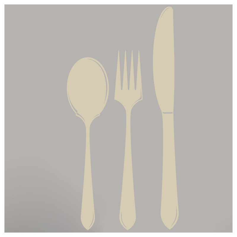 Adhésif décoratif cuillère fourchette, Beige