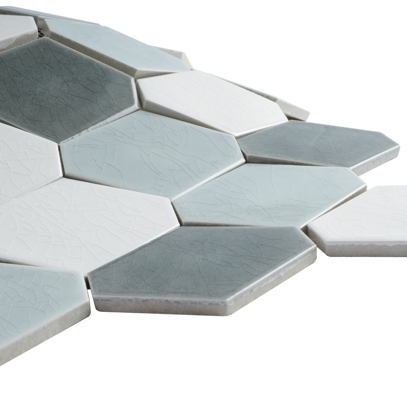 Handmade 11.23 in. x 10.75 in. Honeycomb Glossy Porcelain Mosaic Wall and Floor Tile, Gray