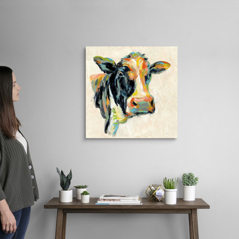 «Expressionistic Cow I», art mural sur toile, H 24 po x l 24 po x P 1 po, Toile tendue