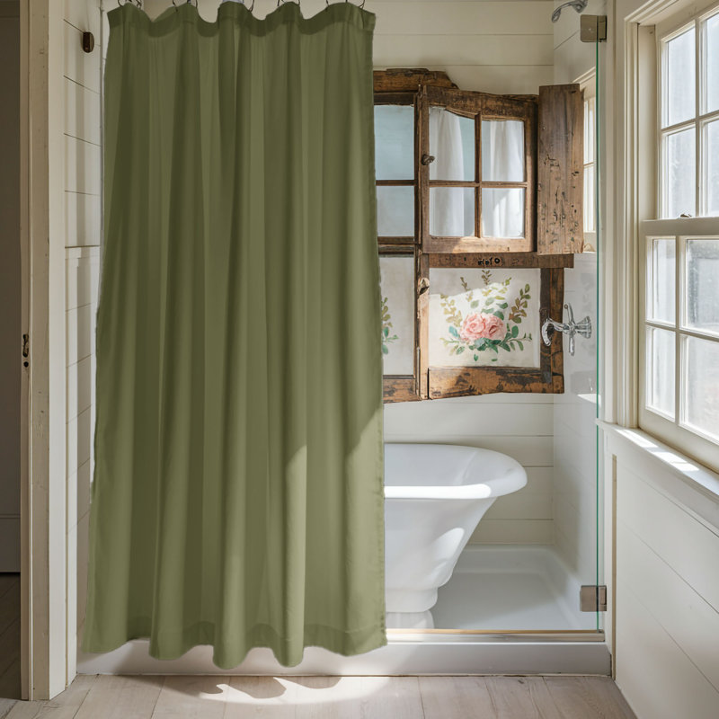 Rideau de douche Sienna Lattice - Premium, H 74 po x l 71 po, Treillis olive vert cannelle