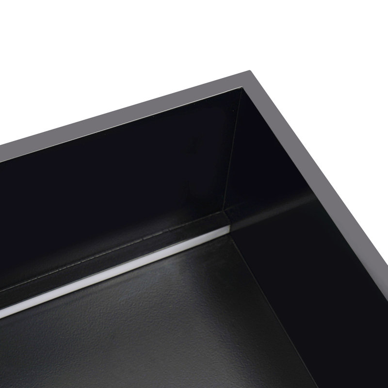 Tablette de douche rectangulaire encastrée en acier inoxydable avec lumière DEL, Noir satiné