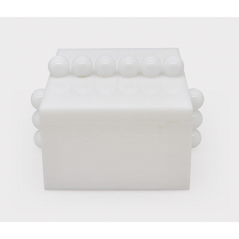 Acrylic Box w/Balls, 4" H x 8.75" W x 6.5" D, White