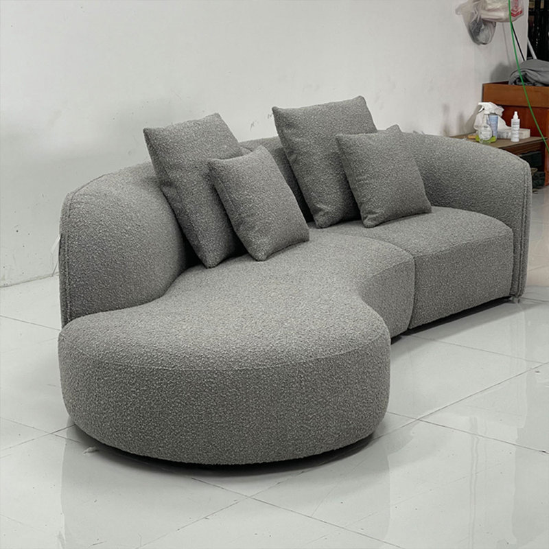 Canapé modulaire 2 pièces rembourré, Orienté à gauche (vu de face), Velours gris velours