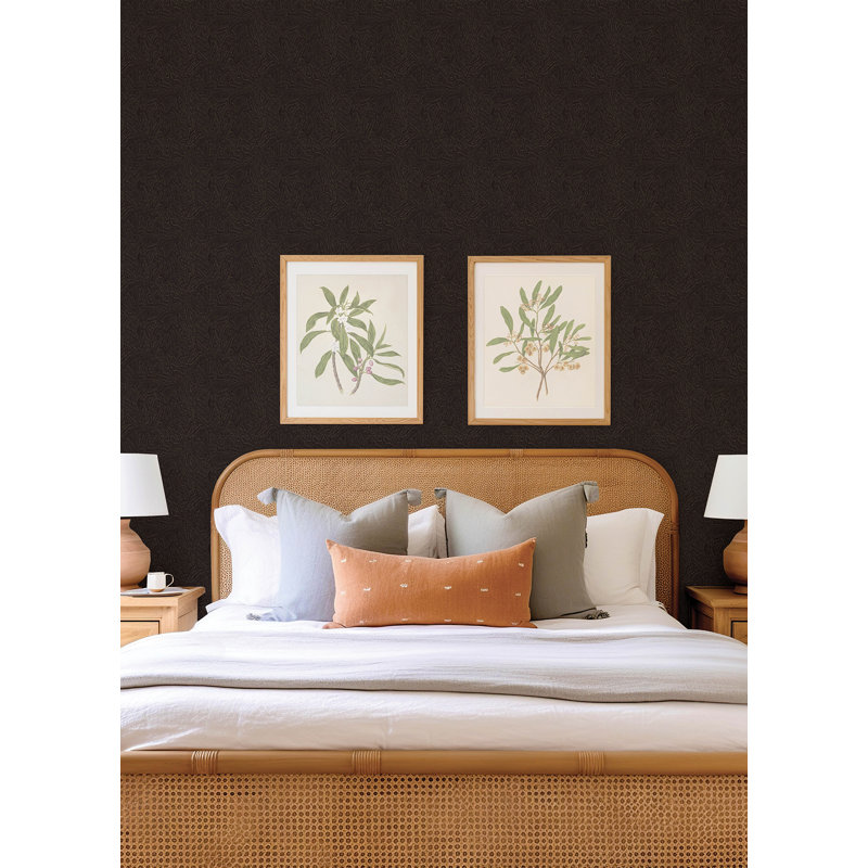 Hollenback Gold Dotted Abstract Wallpaper, Black