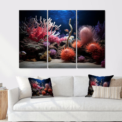 «Vibrant Coastal Coral Beauty» - ensemble d'art sur toile corail sous l'eau
