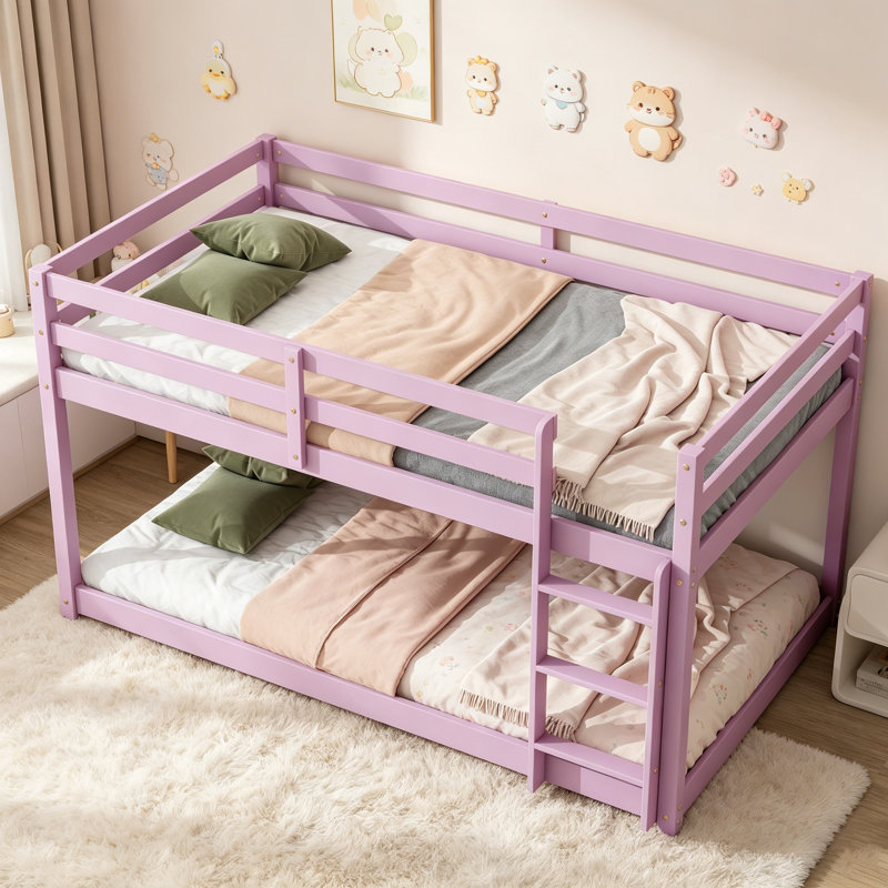 Lit superposé simple au-dessus d'un lit simple en bois massif avec échelle, lattes renforcées pour plus de stabilité et de sécurité