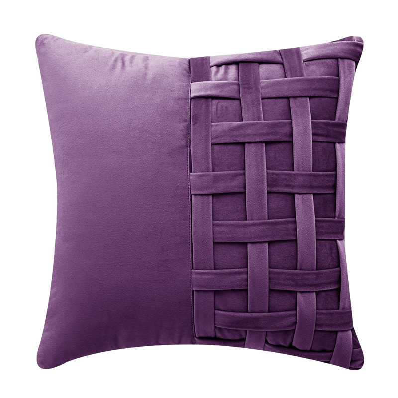  Velvet Geometric Throw Pillow, Purple