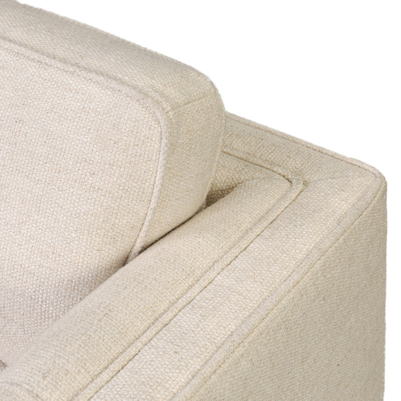 Kiera CAL117 Compliant 32'' Wide Tufted Swivel Club Chair, Thames Cream Polyester Blend, Amber Oak