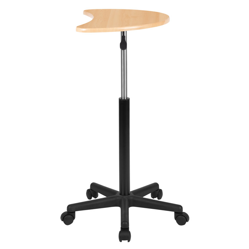 Sit to Stand Mobile Laptop Computer Desk, Maple/Black