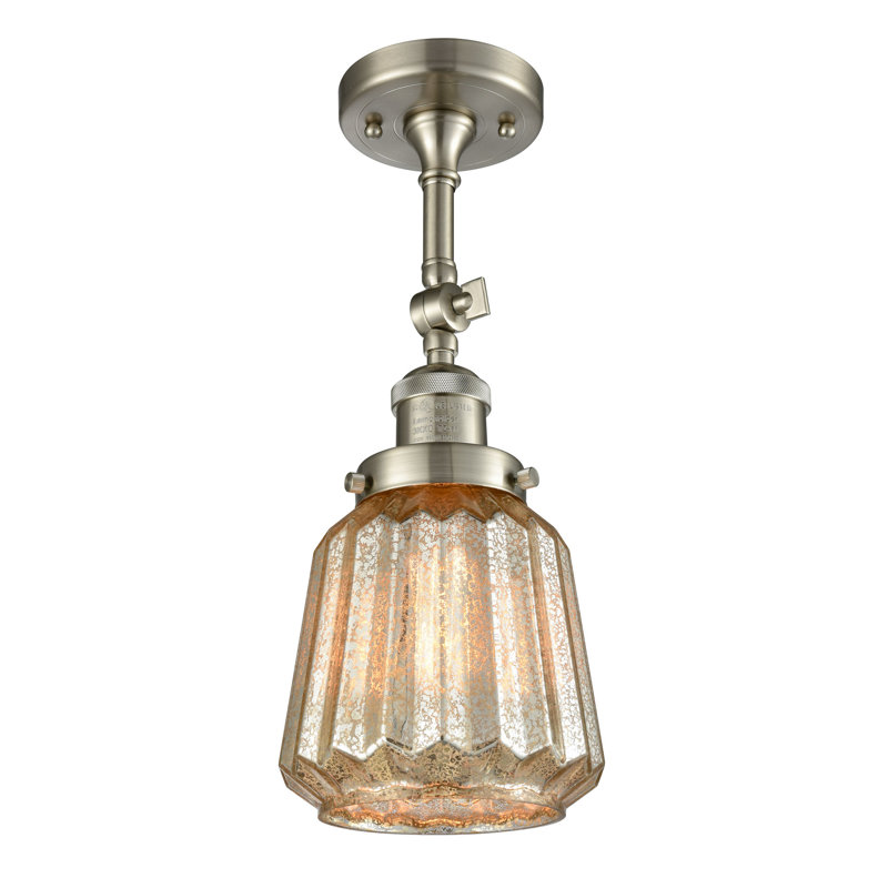 Vinson Glass Semi Flush Mount, Brushed Satin Nickel