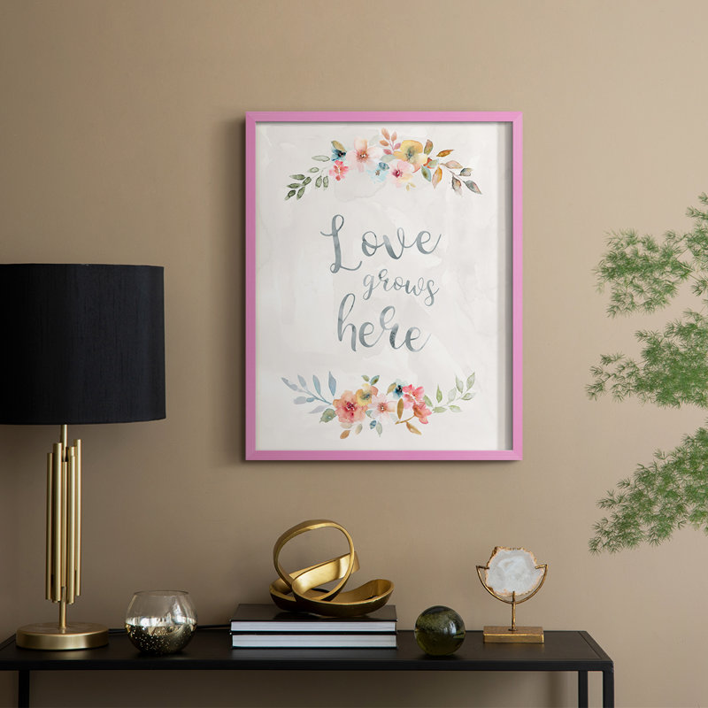 «Floral Love», reproduction encadrée - bois massif, H 30 po x l 24 po, Rose