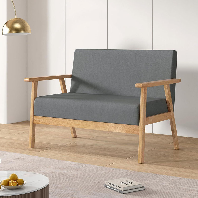 Mosser Upholstered Accent Chair, 74cm H x 115cm W x 70cm D, Grey